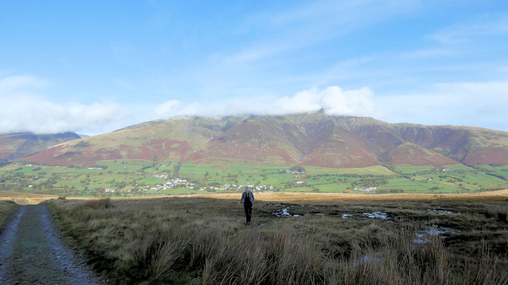 Andy on the way to Great Dodd with Blencathra behind
